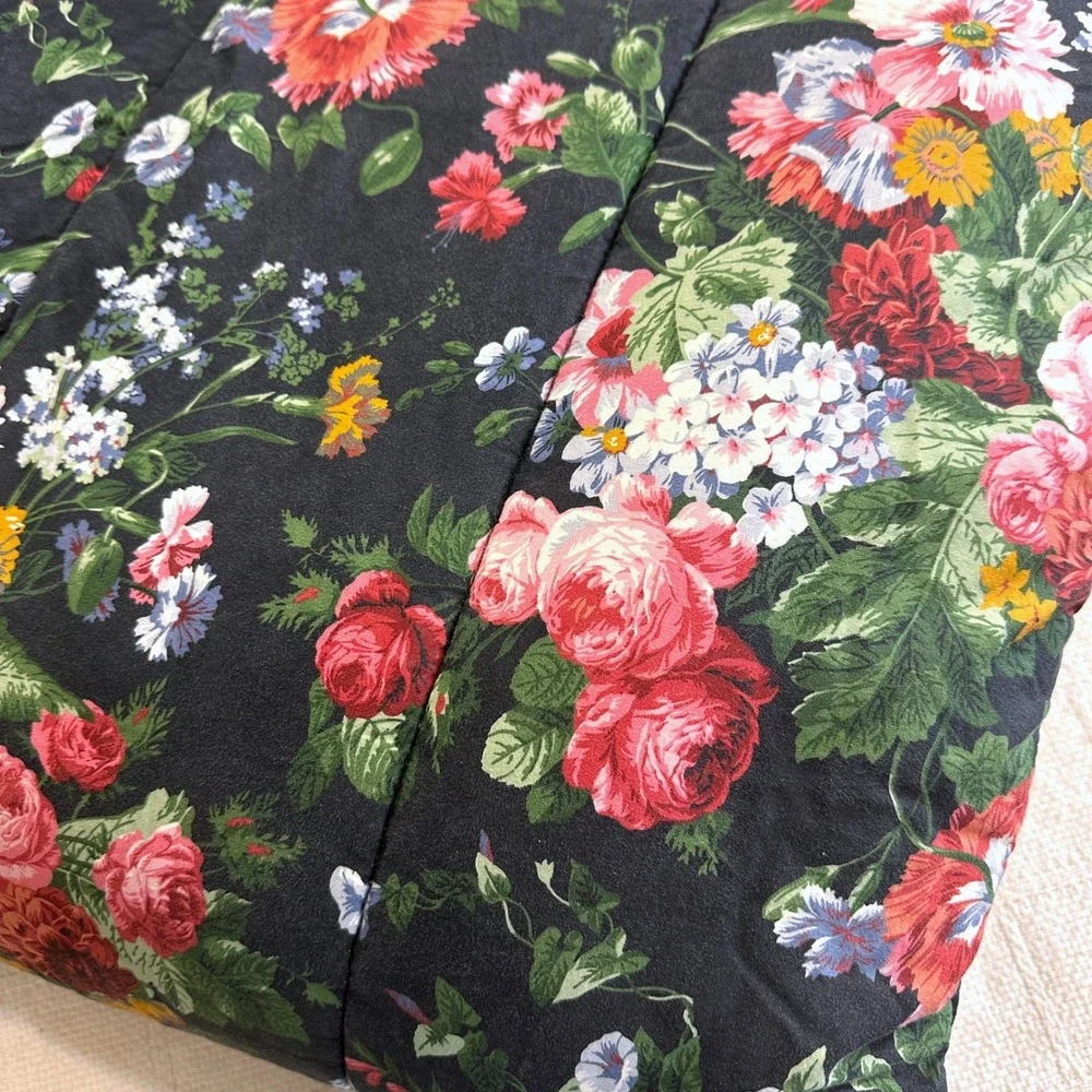 VTG Ralph Lauren Home Cosette Isadora Comforter Black Floral Twin Cottage 86x68